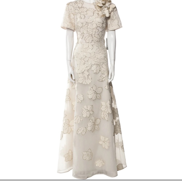Rickie Freeman For Teri Jon Ivory Floral Maxi Dress